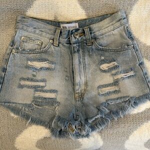Zara Distressed Denim Cutoff Shorts